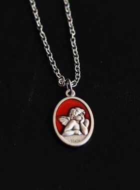 古着小众设计双面天使项链