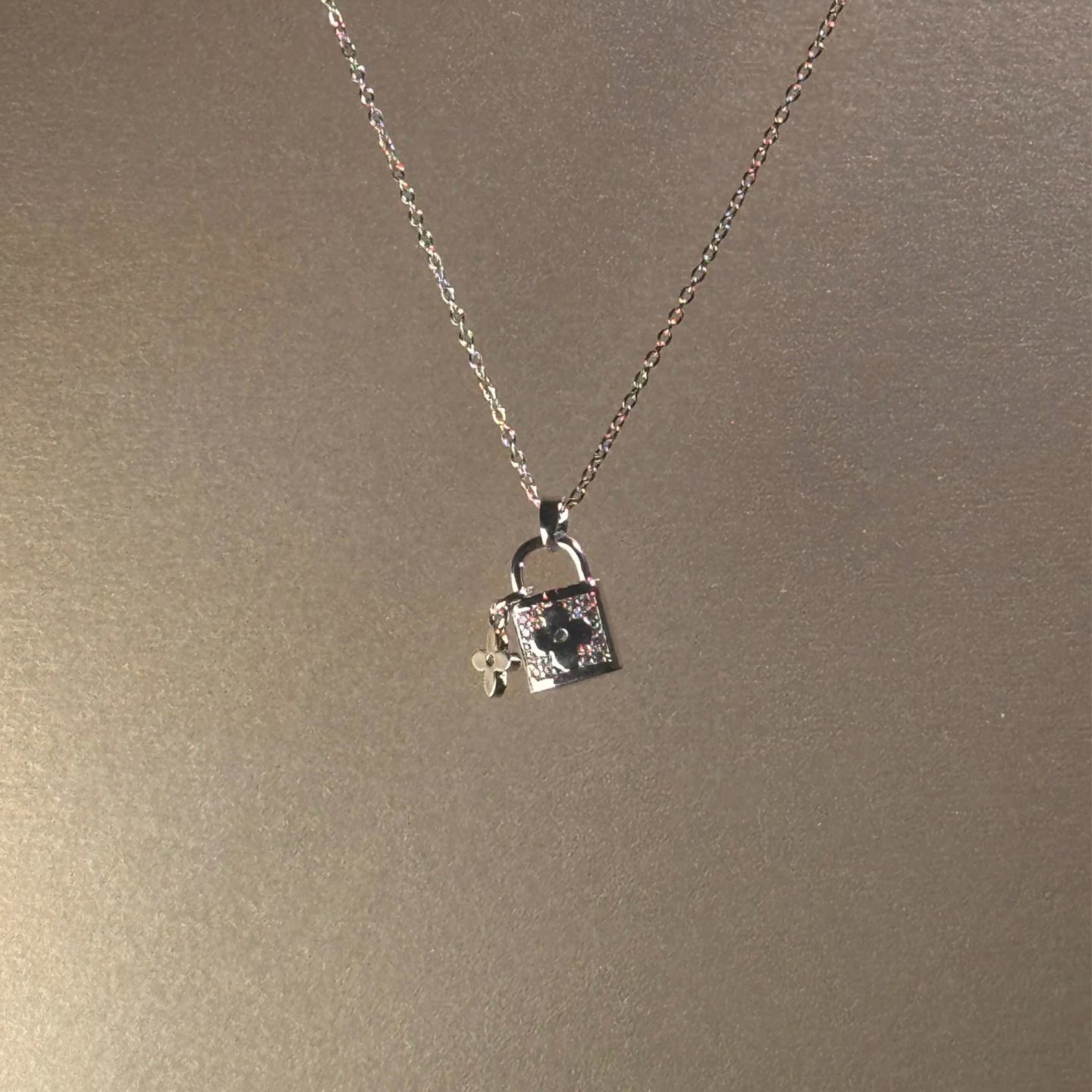 【寻光】中古银色锁头项链复古vintage爆闪精致小众锁骨链