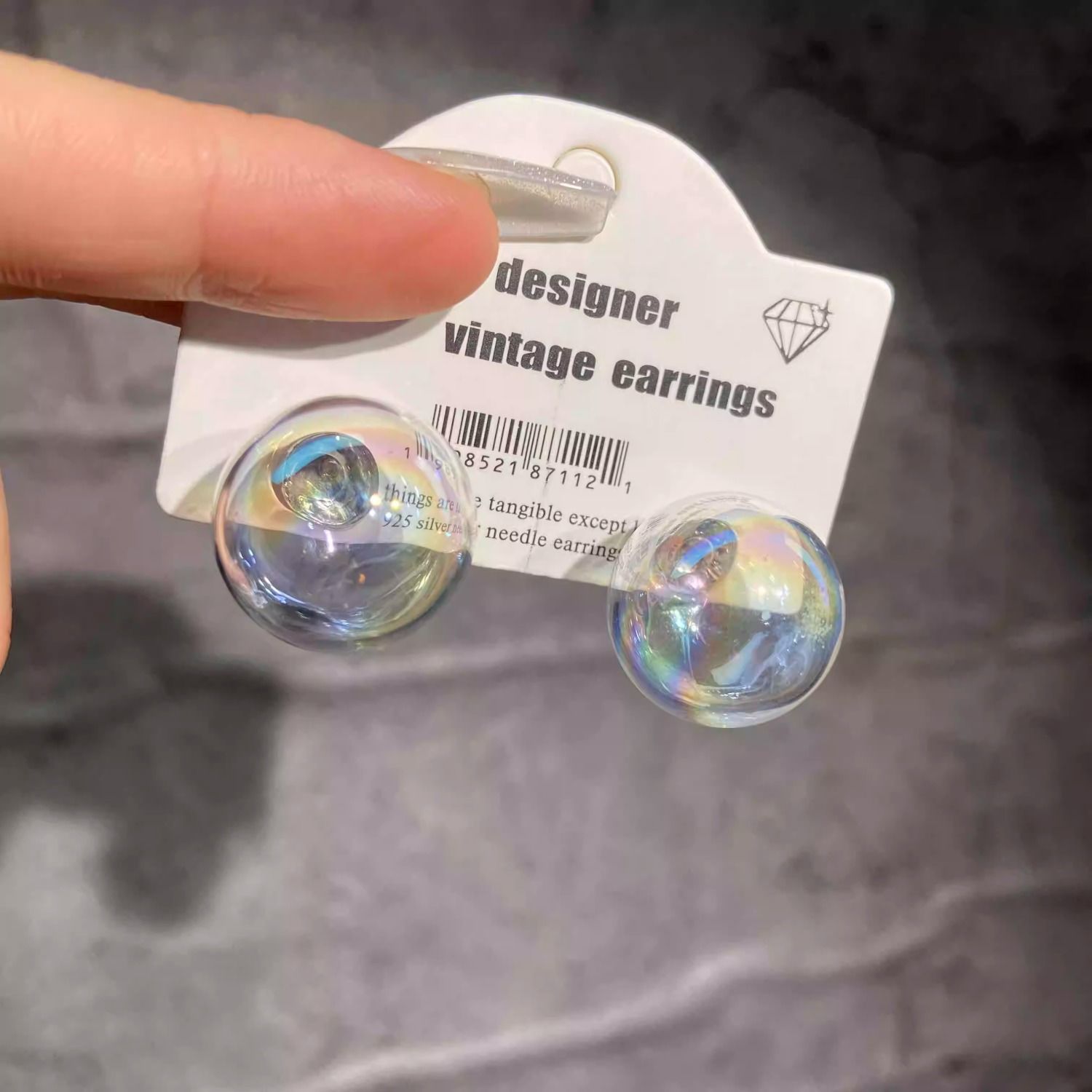 梦幻夏日炫彩泡泡耳钉甜美玻璃感透明球球耳环耳饰