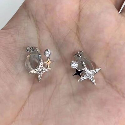 「星河凝落」双星芒耳夹小众设计感独特养耳洞睡觉不用摘耳饰