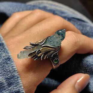 「燕舞欣春」复古飞鸟戒指女新中式古风小众开口可调节指环