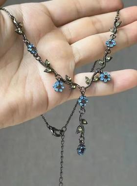 夏季氛围感中古小花项链新款2025爆款简约森系锁骨链古着复古颈链