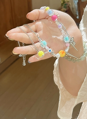 糖果乐园~多巴胺彩色串珠星星流苏项链女气质颈链甜酷辣妹锁骨链