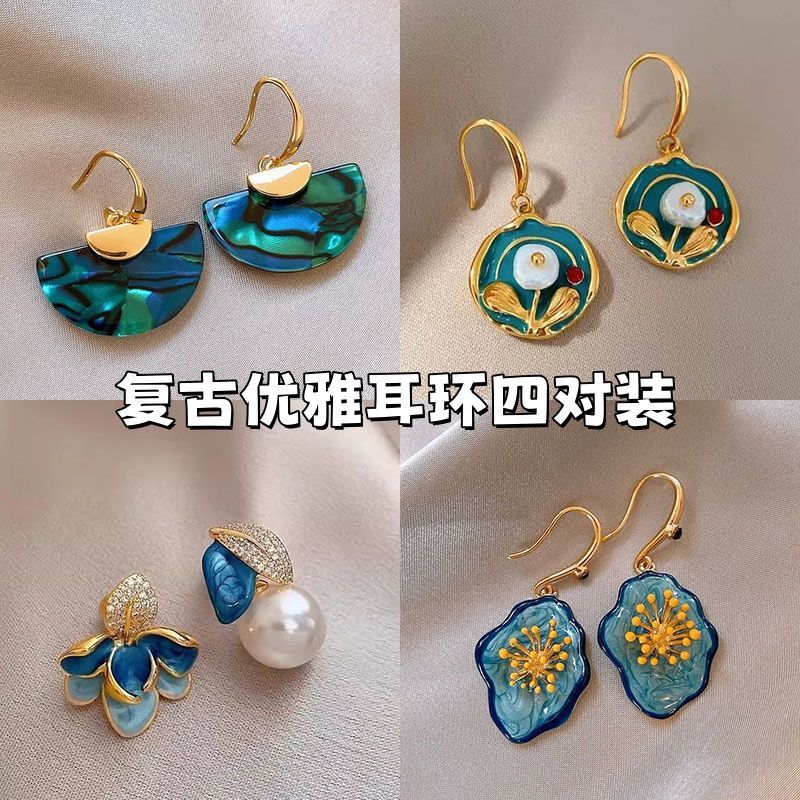 高级感复古扇形耳环不规则几何半圆耳钩小众设计气质优雅爆款耳饰