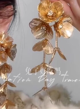 金色耳饰夏季流苏耳环2024新款爆款高级感夸张新中式大圆脸长耳坠