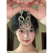 环环相扣 金属圆圈流苏耳环女几何小众设计感耳钉轻奢高级感耳饰