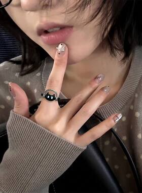 童趣可爱小猫咪开口戒指女款2026新款高级感食指戒小众设计感指环