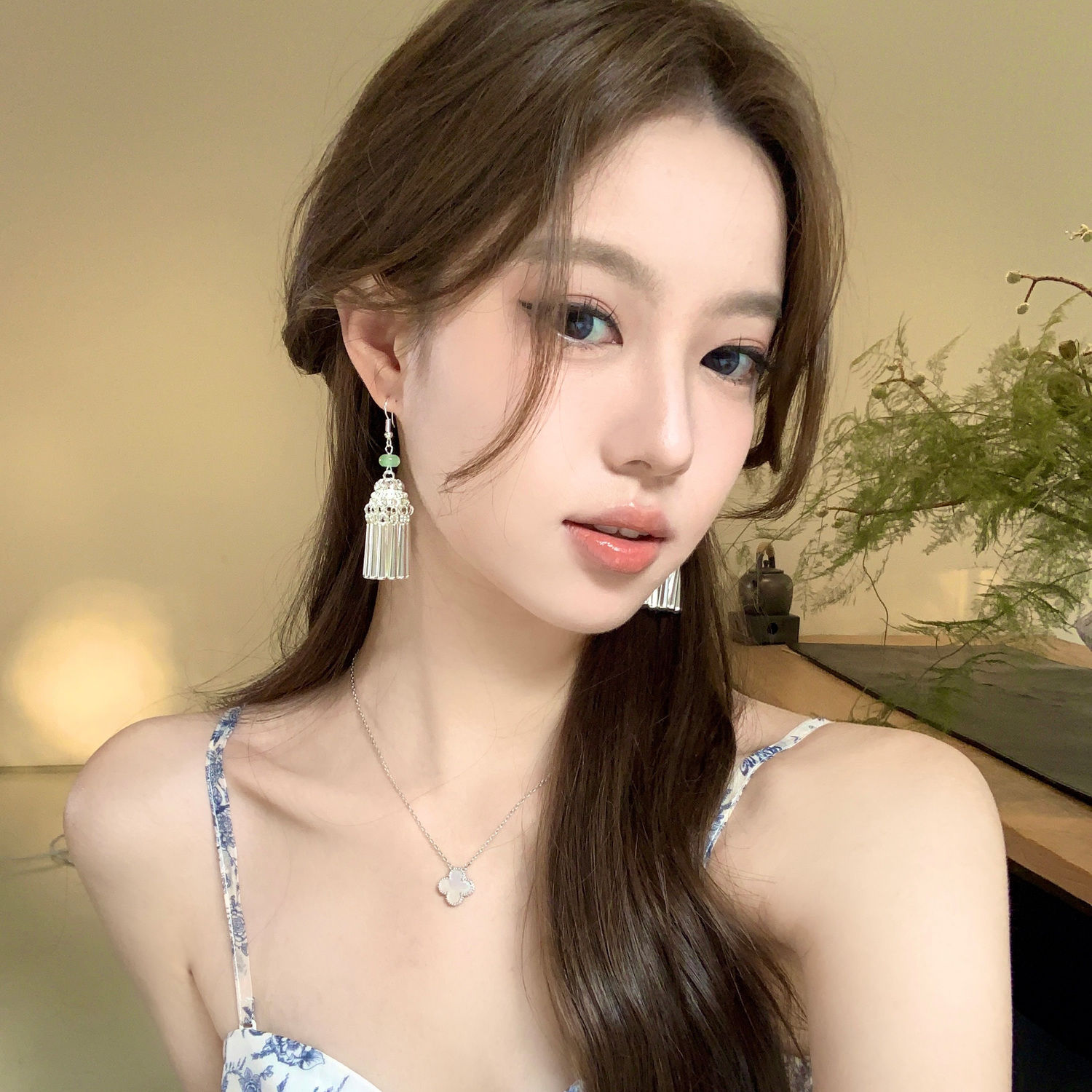新中式国风流苏耳环高级感旗袍