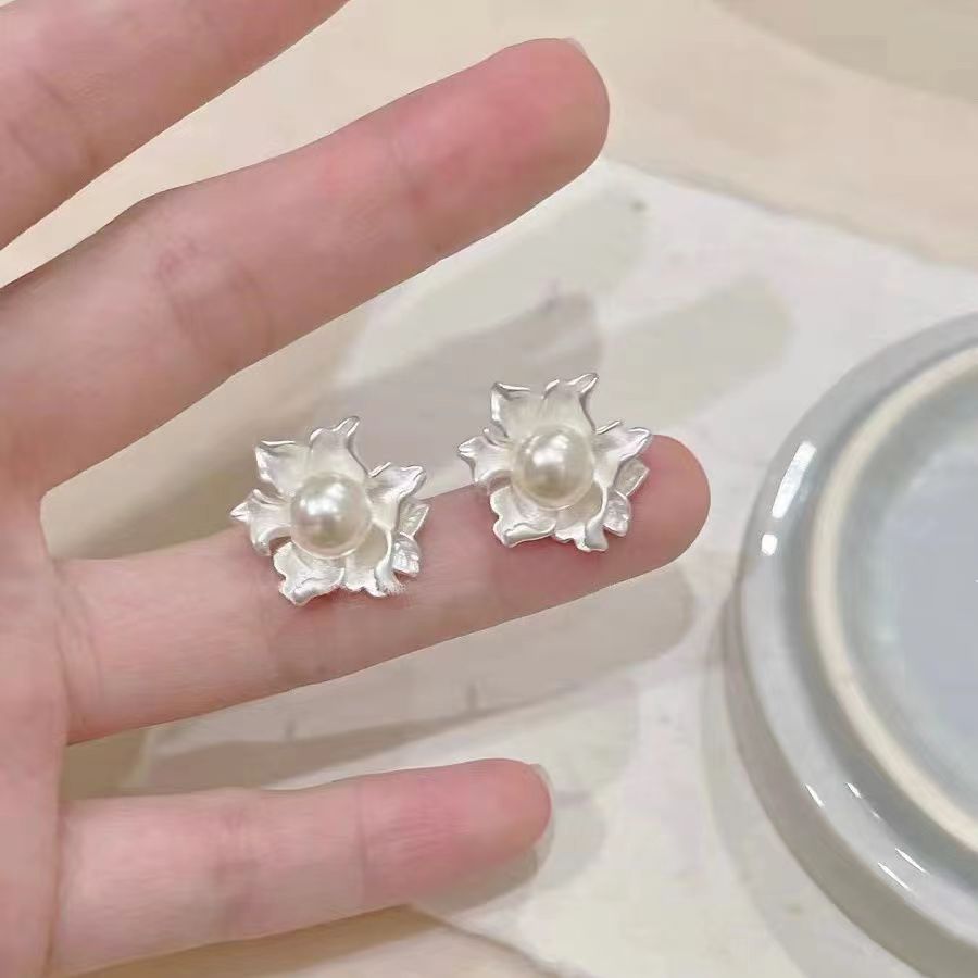 合金耳饰 予你茉莉愿你莫离~法式复古茉莉花朵耳钉女小众设计感
