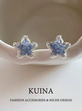 夏日星海-超闪蓝色海星耳钉星星耳环2026新款爆款高级耳饰