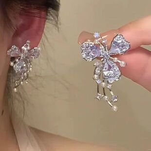 超仙ins风花朵轻奢耳环女2024精致小众设计高级百搭耳钉气质耳饰