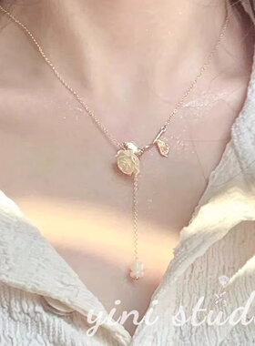 玫瑰礼赞山茶花项链锁骨链