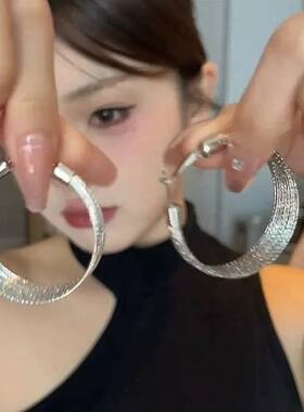 复古欧美银河瀑布耳圈耳夹2025个性时尚气质夸张大耳圈耳环