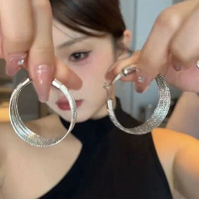 复古欧美银河瀑布耳圈耳夹2025个性时尚气质夸张大耳圈耳环