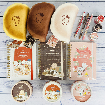 日本BSS史努比snoopy爱与甜点系列圆珠笔线圈本盒装便签小包胶带