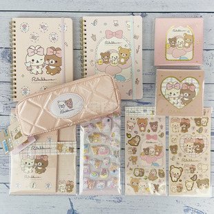 日本san-x轻松熊蝴蝶结化妆系列  收纳包 便签本毛绒挂件公仔