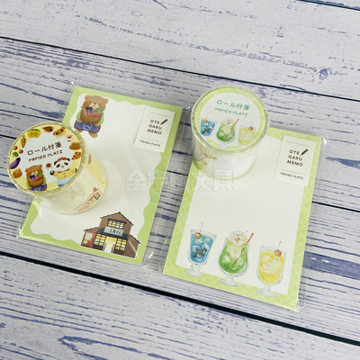 日本papier platz新款Natsunoka苏打小熊便签卷贴纸手帐素材