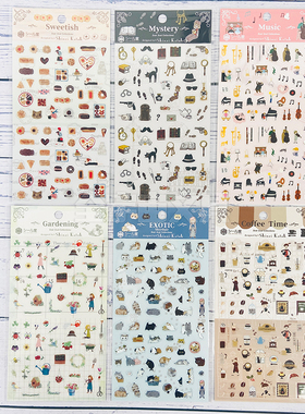 日本shinzi katoh小巧可爱 迷你手帐日程 透明贴纸 pet