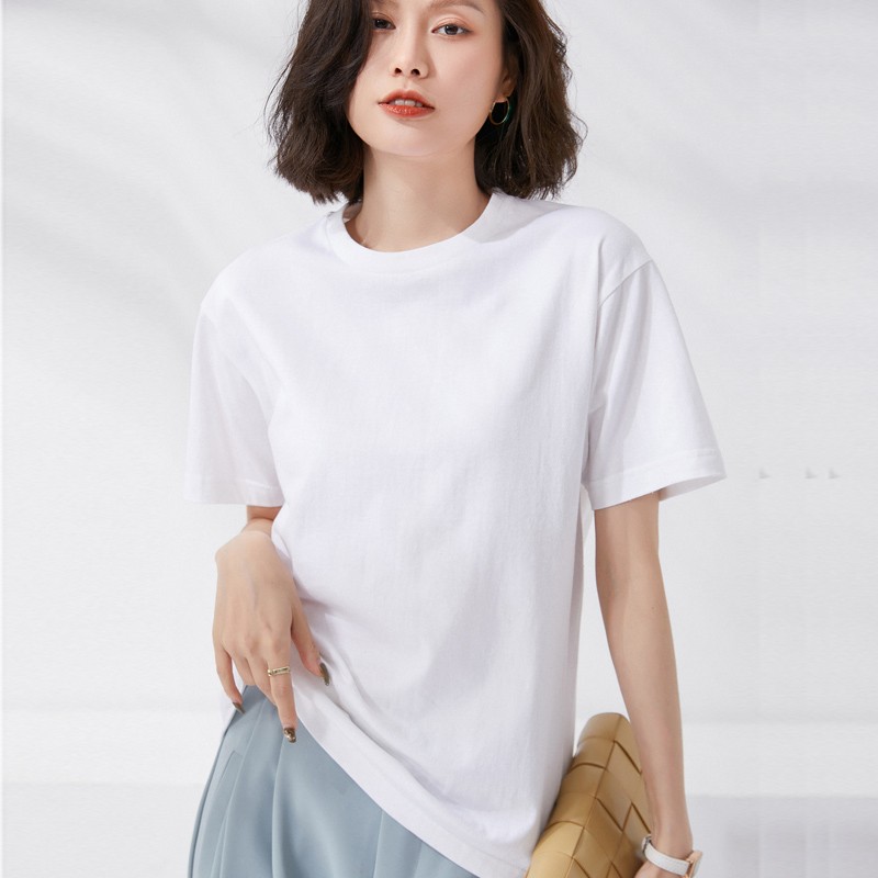 〈庆园羊-212〉男女同款100%纯棉重磅220克纯色不透短袖T恤打底衫