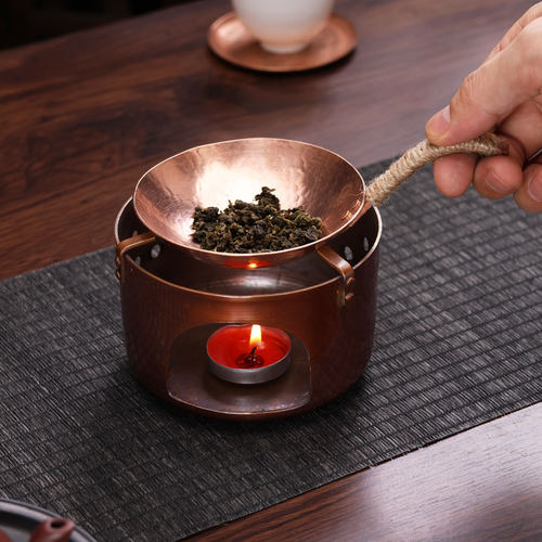 手工紫铜高档茶叶提香器烤茶盘小型功夫茶道配件焙茶器