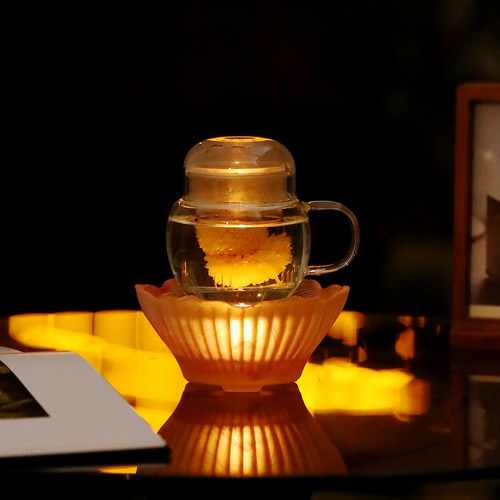 新款高档粉色烛火温茶炉暖茶器