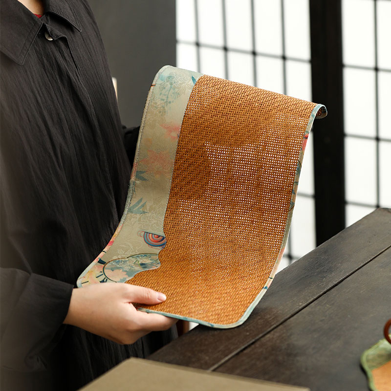 竹编一人茶席垫子新中式禅意桌布轻奢高端干泡垫防水桌旗主人茶席