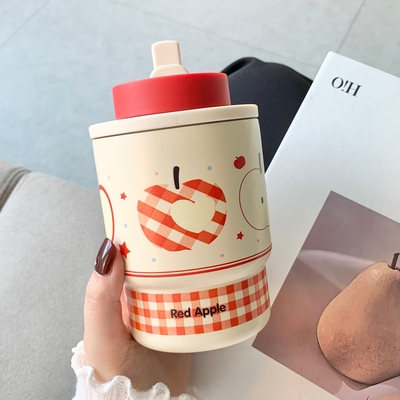 女生高颜值咖啡杯小巧吸管水杯