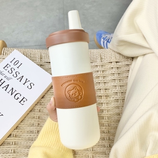 原创猫猫奶茶保温杯高级设计师款冬季热饮带吸管网红少女心水杯子