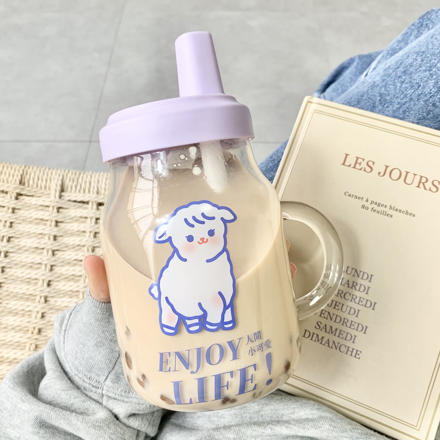 臻隆办公室ins风珍珠奶茶吸管杯