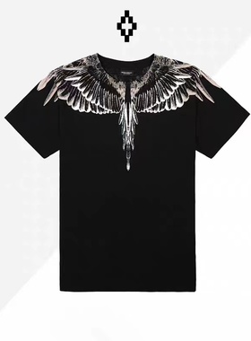 正品Marcelo Burlon马塞洛布隆MB经典冰翅灰色翅膀短袖T恤男女潮