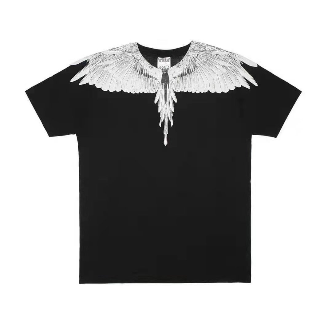 正品mb翅膀短袖t恤marcelo黑白翅膀宽松圆领潮牌青春流行男女情侣