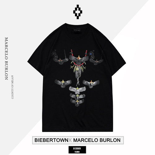 潮牌正品 Marcelo Burlon马塞洛布隆MB翅膀鹰图案印花短袖T恤男女