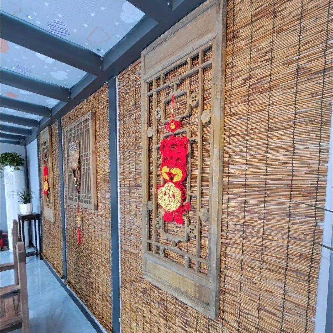 包边芦苇帘子复古遮阳遮光竹帘卷帘隔断门帘饭店茶室禅意阳台装饰