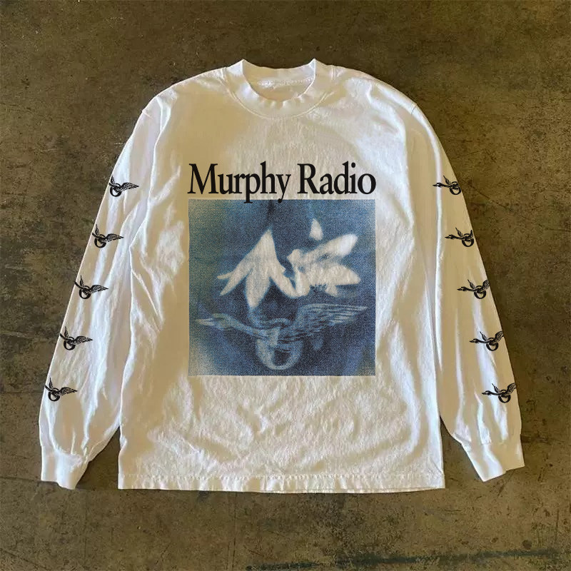 300克重磅！趣味圆领高街上衣印花新款宽松套头长袖t恤学生ins风