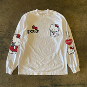 T恤宽松打底衫 男女秋冬新款 圆领 甜酷可爱KT猫印花长袖 300克重磅