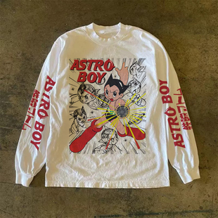 300克重磅！圆领休闲通勤风高街印花长袖t恤爆款宽松cleanfit上衣