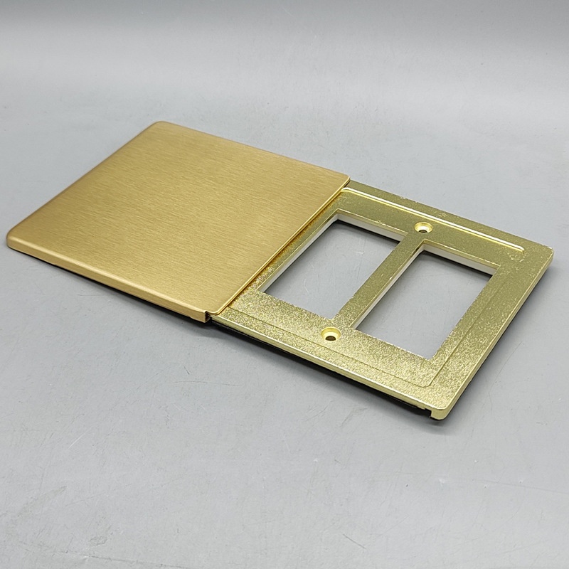 86型平推式铜大五孔电源地面插座全铜防水地插二三5孔全铜送底盒