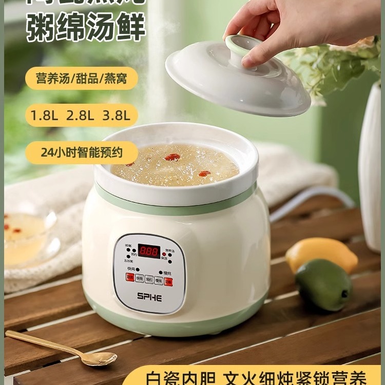日本陶瓷电炖锅煮粥家用全自动养生煲汤炖汤锅砂锅插电炖盅辅食锅