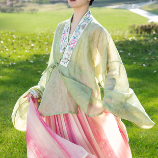 售完不补 褶裙 裳宫语晴日花语明制汉服天丝对襟短衫 对穿交琵琶袖