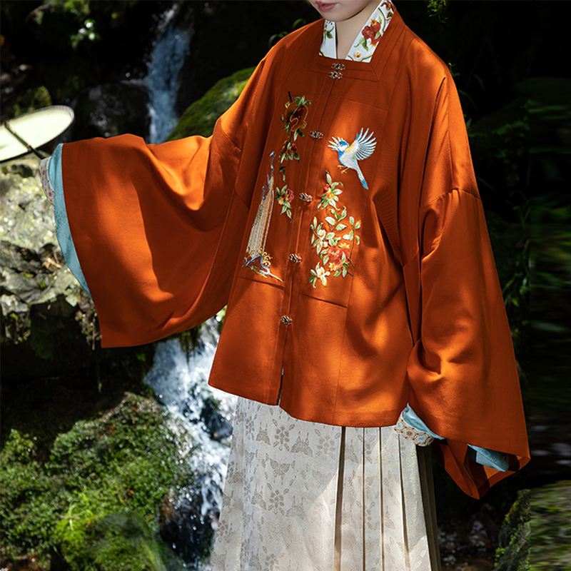 裳宫语山花繁明制汉服仿妆花方领对襟补服交领袄马面裙*售完不补