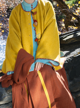 裳宫语【灿灿】汉元素羊毛呢立领袄圆领袄马面裙秋冬日常