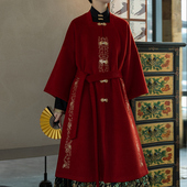 裳宫语衫 鸾明制改良汉服新中式 羊毛方领袄立领国风新年战袍敬酒服