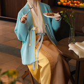 宋制汉服汉元 裳宫语 一池星 素改良羊毛呢对襟袄两片裙售完不补