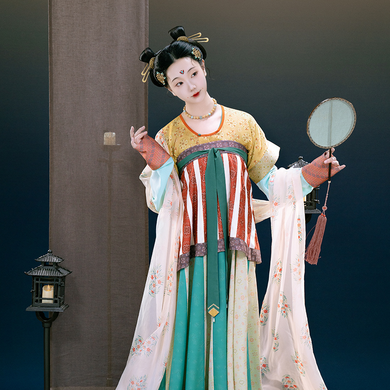 裳宫语【染金屏】唐制复原风圆领垂领衫腰裙交窬裙披帛*售完不补