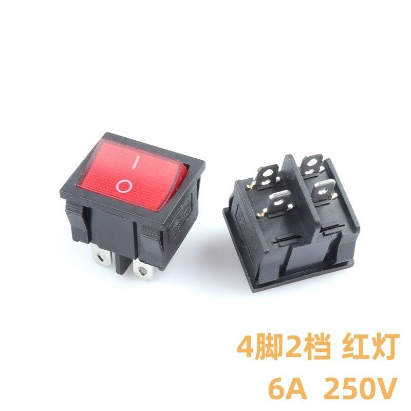 KCD5船型开关黑j色4/6脚2/两档3档红绿带灯双联电源船形开关6A250