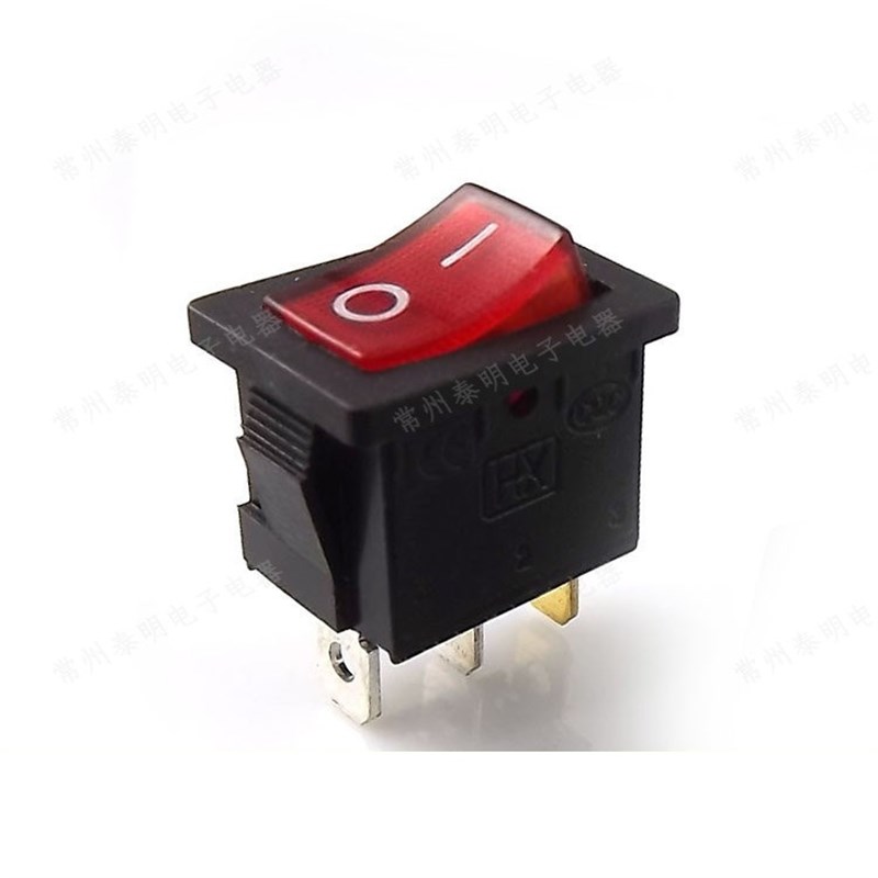 按键开关红色带灯船型开m关3脚2档KCD1-102N电源开关船形开关250V