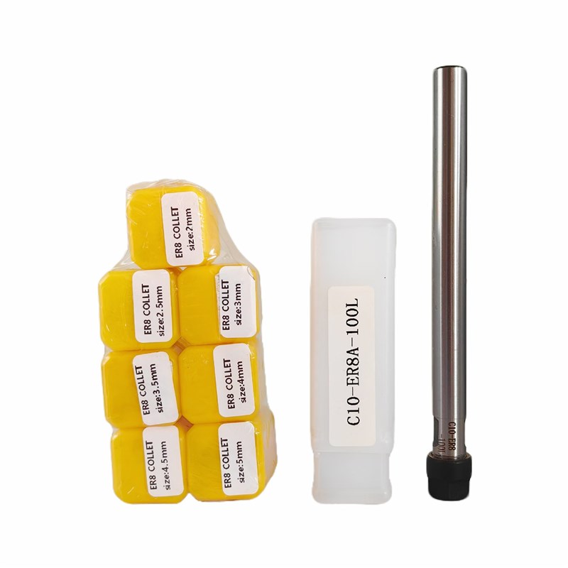 直柄延长杆C10-ER8A-100L+公套装弹簧筒夹ER8夹N头-7PCS 2mm-5mm