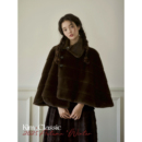 KIM Classic「Wheat」小魔女斗篷条纹肌理环保水貂毛拆卸领皮草