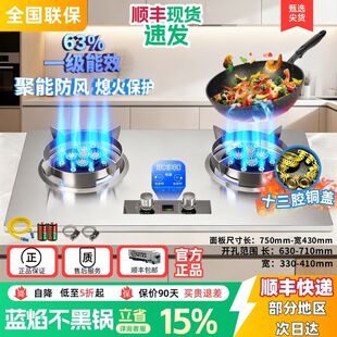 德顺好太太新双十三头直喷燃气灶家用嵌入式台式天然气液化气双灶