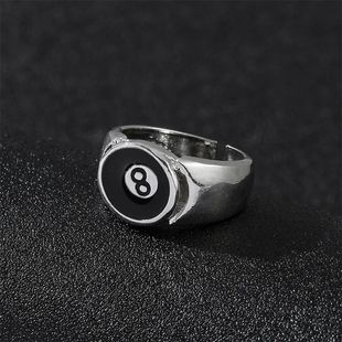 Number 8 Black Pool Billiard Ball Ring for Man Personality